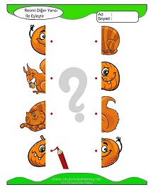 Resmi Diğer Yarısı ile Eşleştir Çalışma Sayfaları